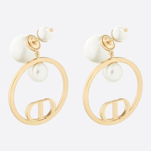 18K CD Circle Pearls Earrings