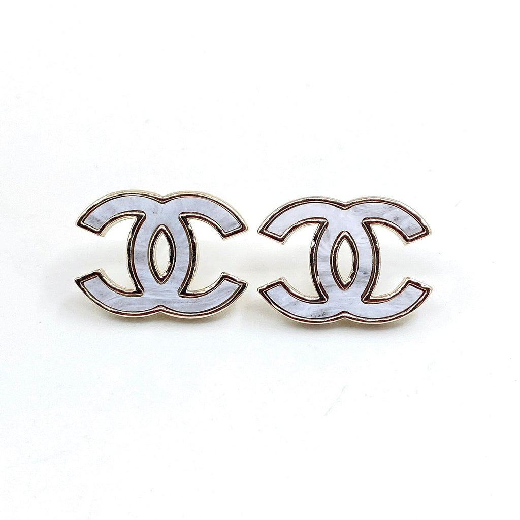 18K CC Marble Earrings