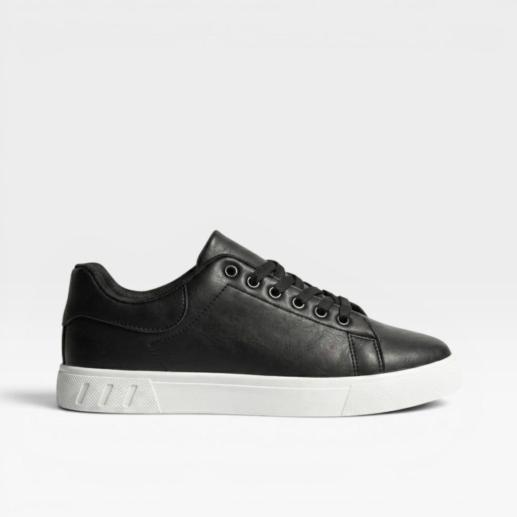 Men's Leather Look Trainers – Minimalist Lace Up Smart Casual Shoes