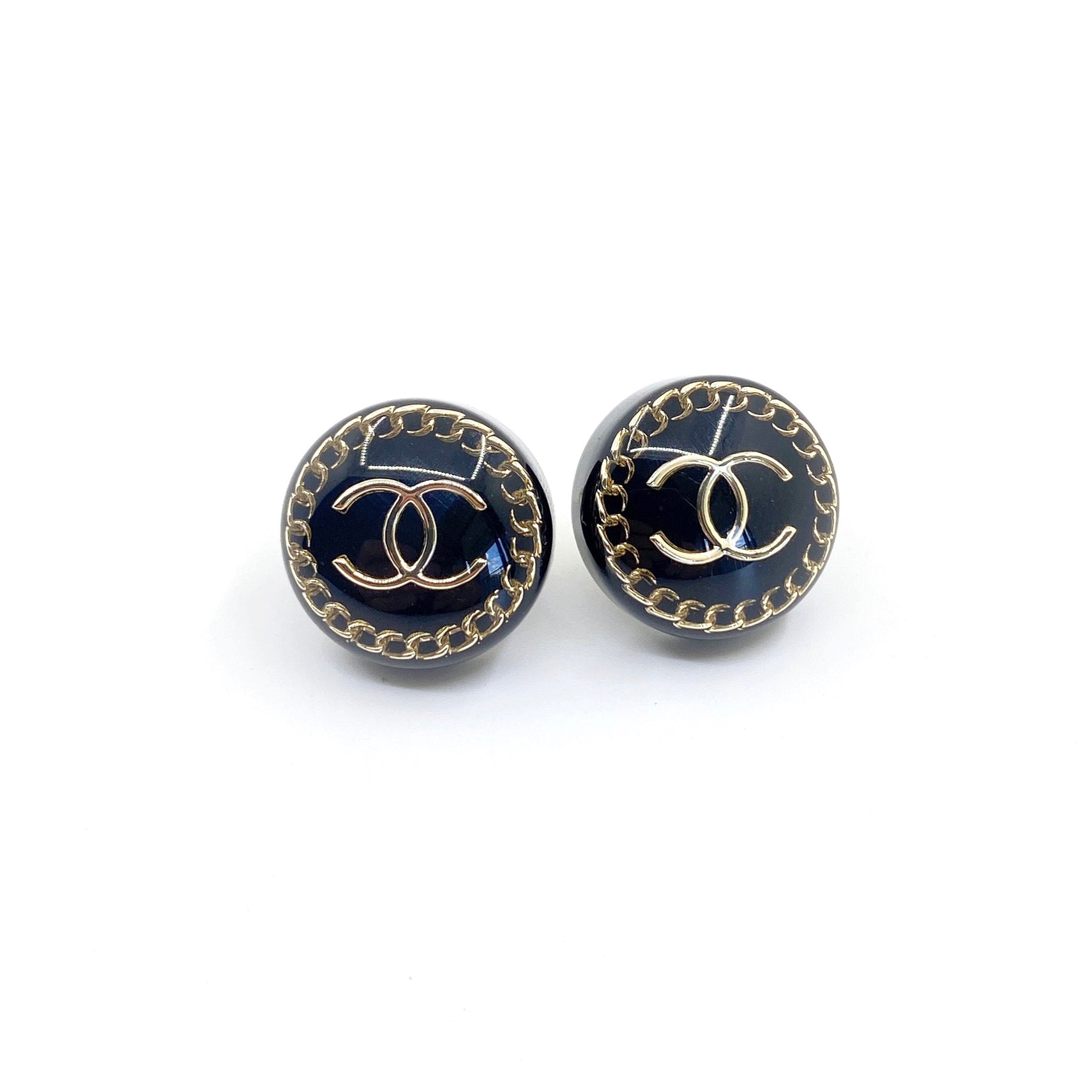 18K CC Circle Resin Earrings