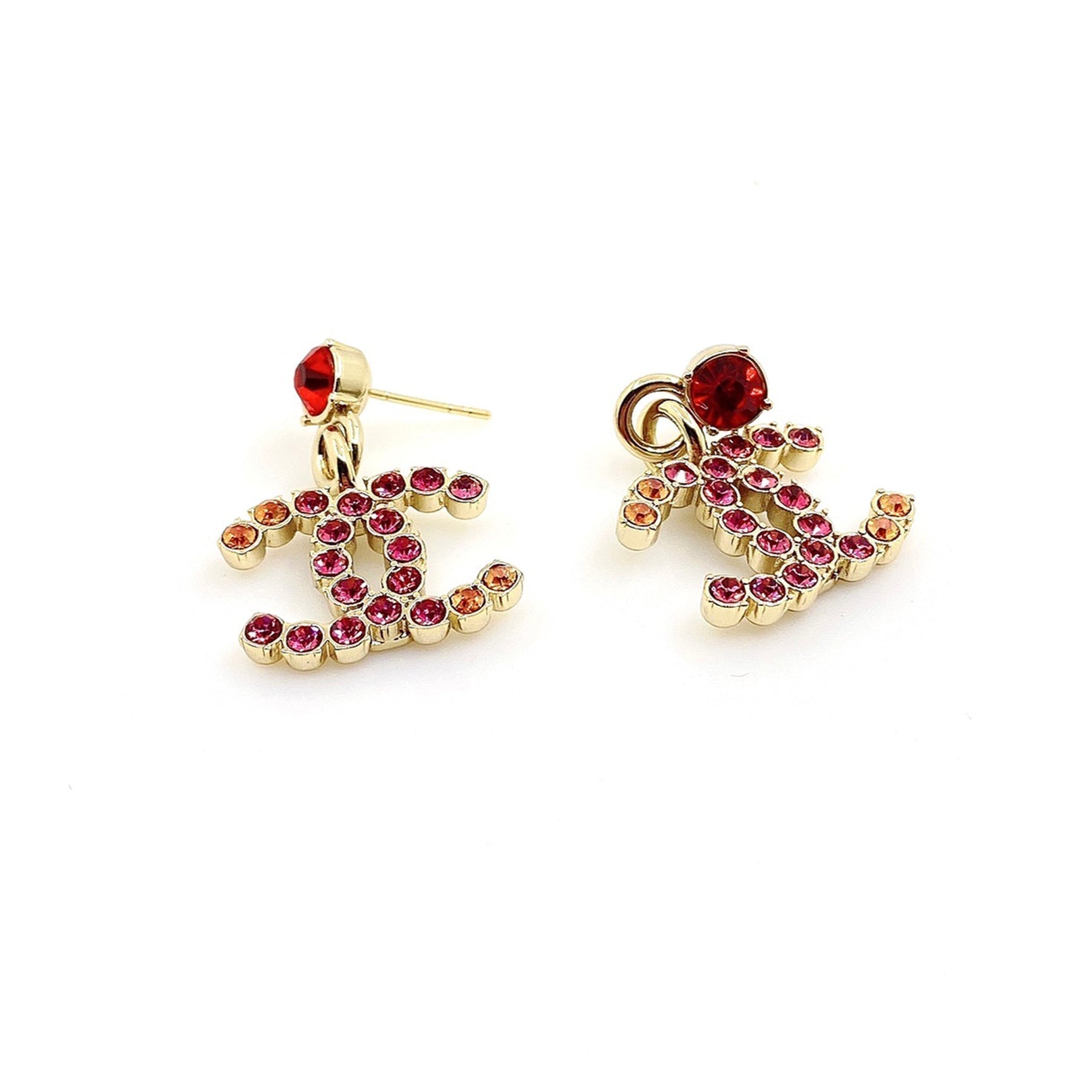 18K CC Pink Crystals Earrings
