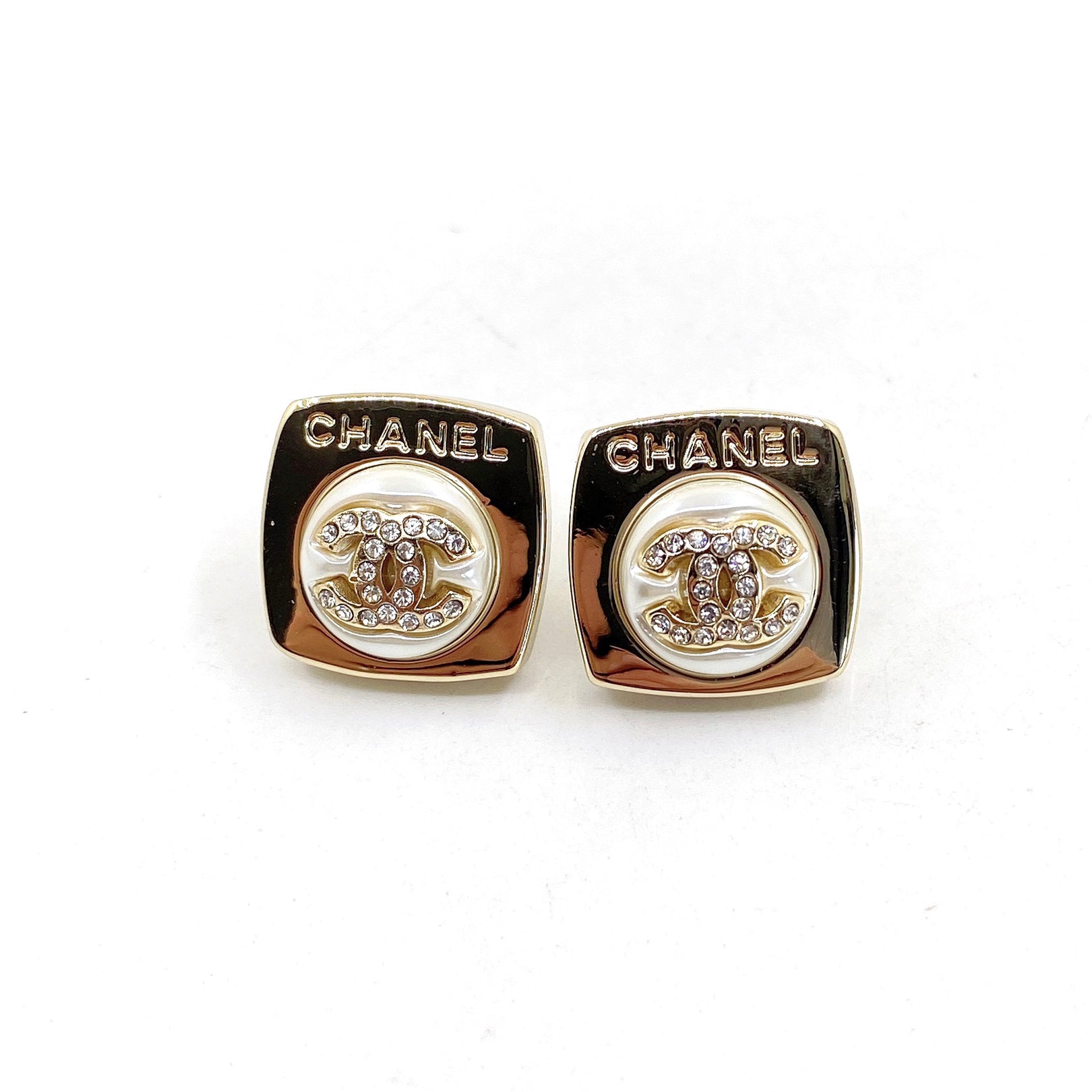 18K CC Diamond Square Earrings