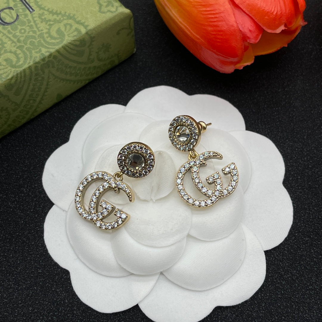 18K Double G Crystals Earrings