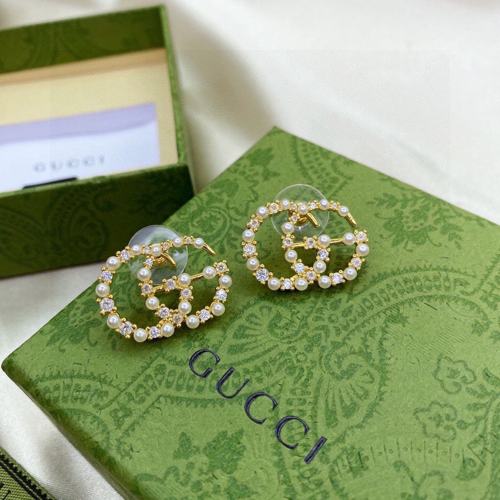 18K Double G Pearls Earrings