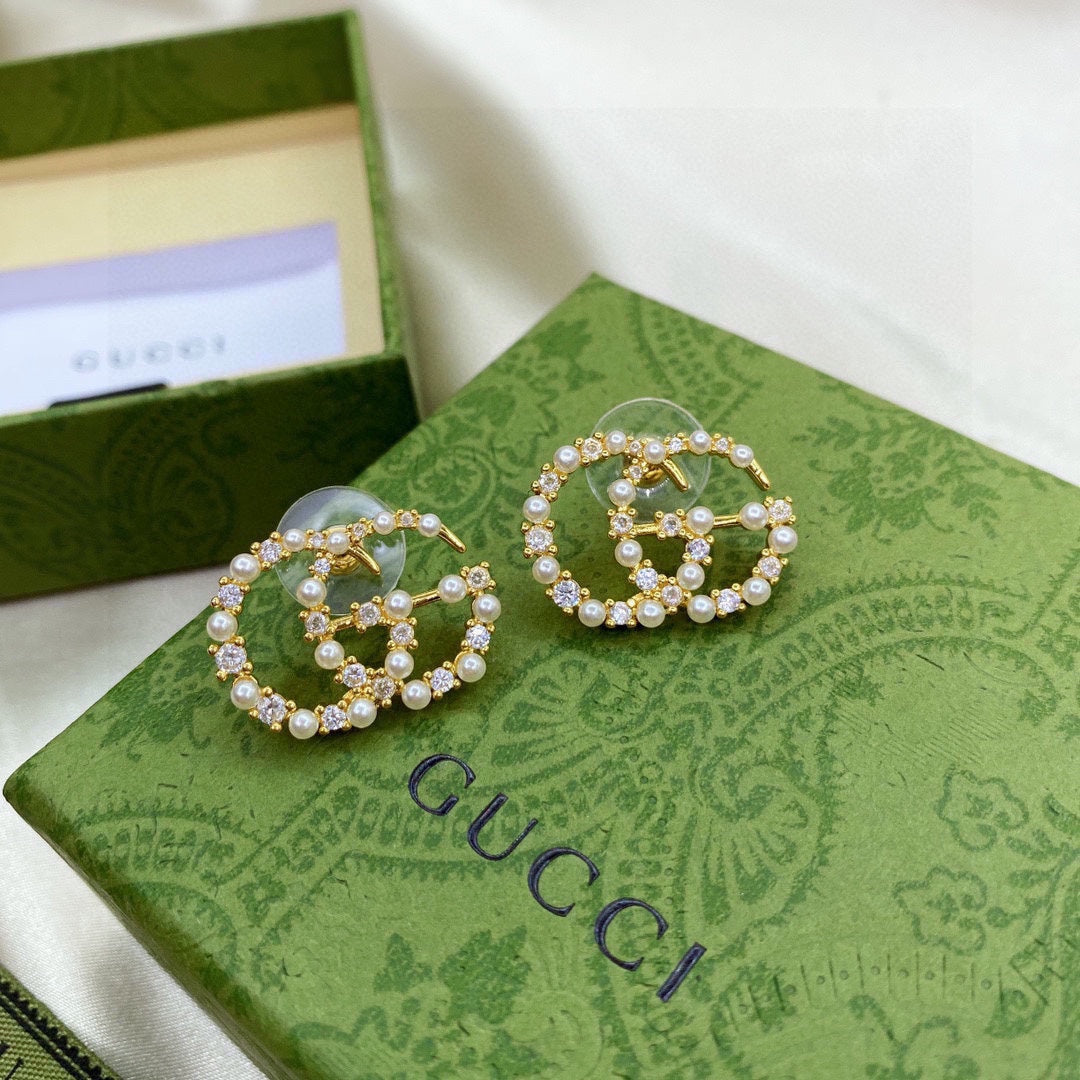 18K Double G Pearls Earrings