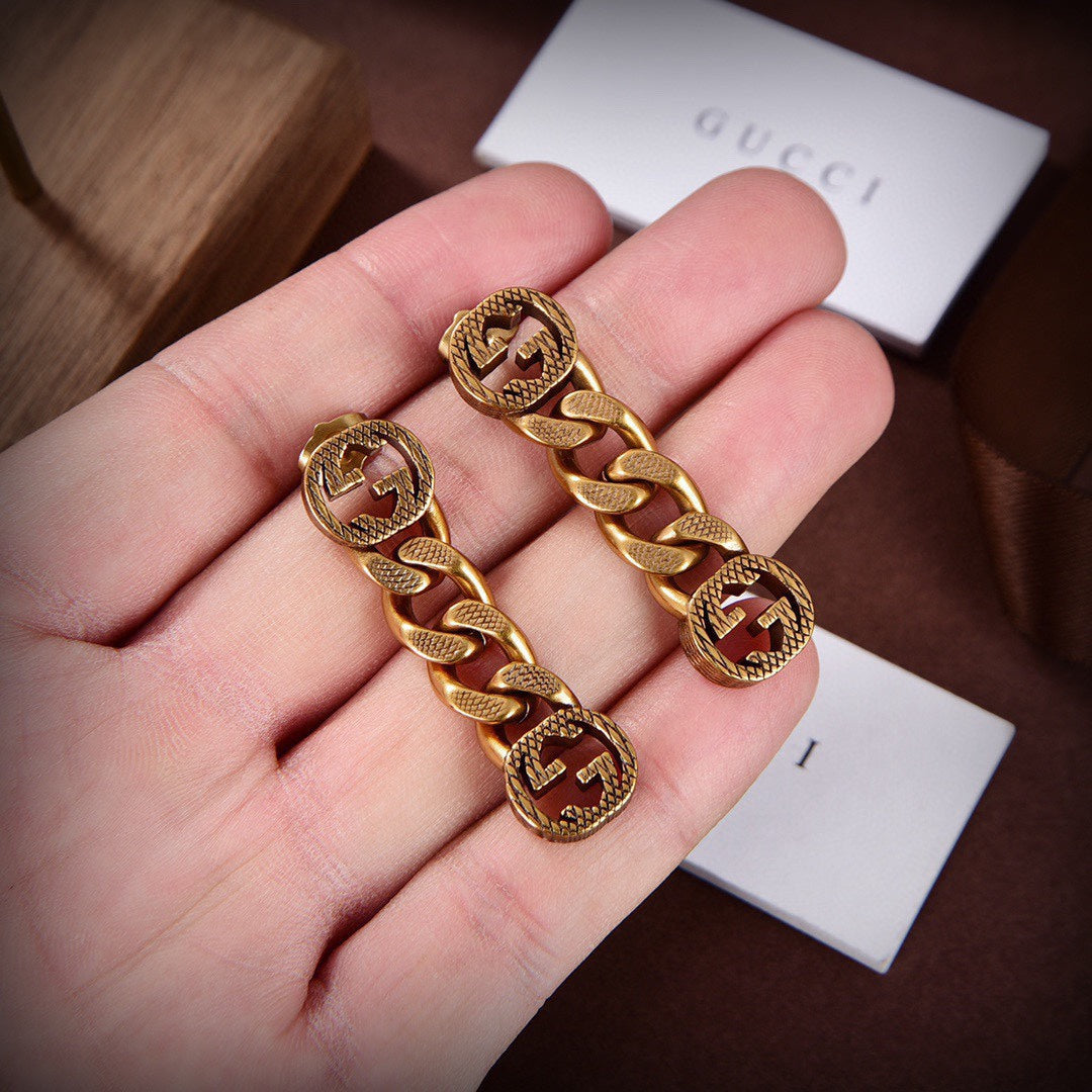 18K Double G Chain Earrings