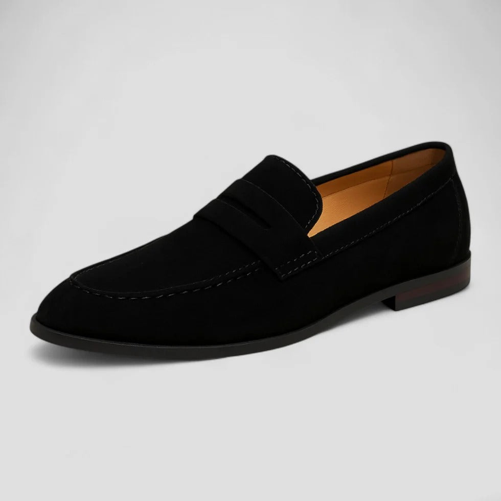 Men’s Suede Penny Loafers – Classic Slip-On Dress Shoes
